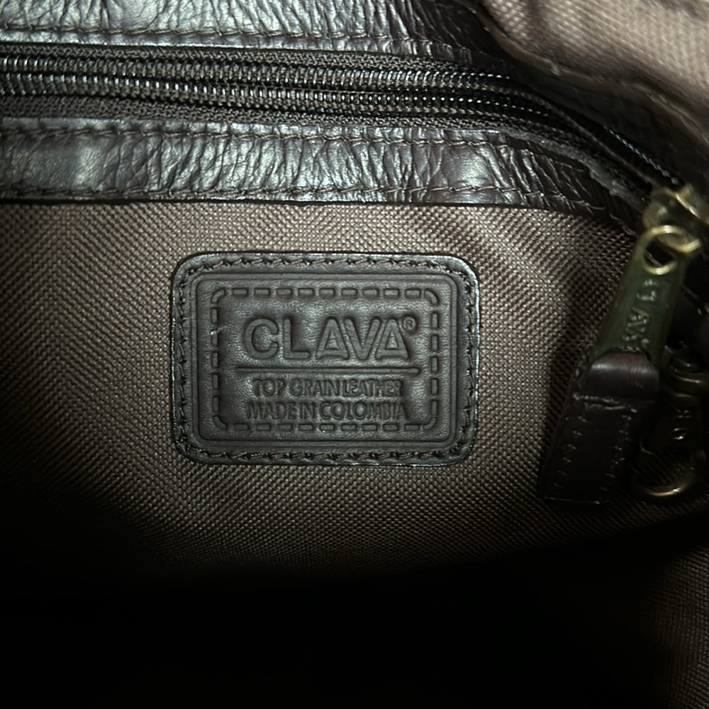 CLAVA chocolate brown leather turn lock crossbody bag - Picture 6 of 9